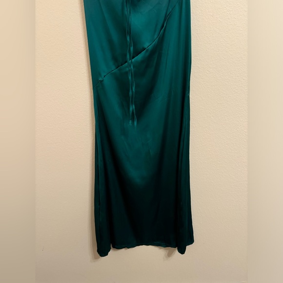 Fenity Isabelle Maxi Slip Dress Kelly Green Satin Open Back Draped Large Party - Picture 15 of 16